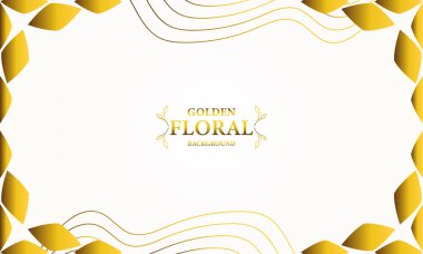 Altın yapraklı, soyut çiçek arkaplanı. Tasarımınız için vektör illüstrasyonu.