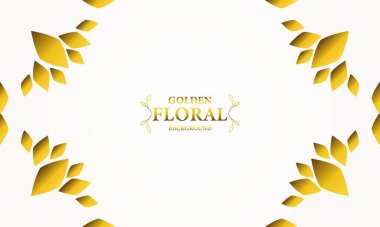 Altın yapraklı, soyut çiçek arkaplanı. Tasarımınız için vektör illüstrasyonu.