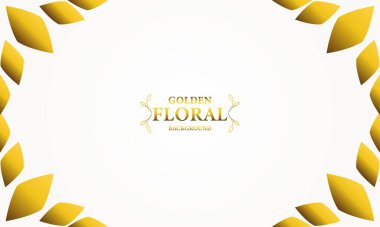 Altın yapraklı, soyut çiçek arkaplanı. Tasarımınız için vektör illüstrasyonu.