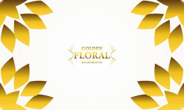 Altın yapraklı, soyut çiçek arkaplanı. Tasarımınız için vektör illüstrasyonu.