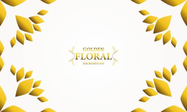 Altın yapraklı, soyut çiçek arkaplanı. Tasarımınız için vektör illüstrasyonu.
