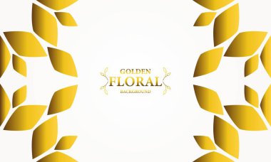 Altın yapraklı, soyut çiçek arkaplanı. Tasarımınız için vektör illüstrasyonu.