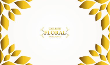Altın yapraklı, soyut çiçek arkaplanı. Tasarımınız için vektör illüstrasyonu.