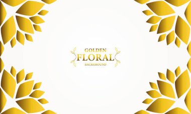 Altın yapraklı, soyut çiçek arkaplanı. Tasarımınız için vektör illüstrasyonu.