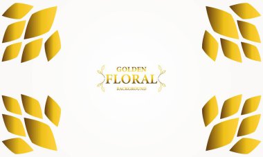 Altın yapraklı, soyut çiçek arkaplanı. Tasarımınız için vektör illüstrasyonu.