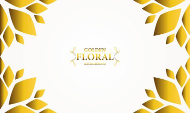 Altın yapraklı, soyut çiçek arkaplanı. Tasarımınız için vektör illüstrasyonu.