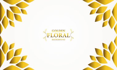 Altın yapraklı, soyut çiçek arkaplanı. Tasarımınız için vektör illüstrasyonu.