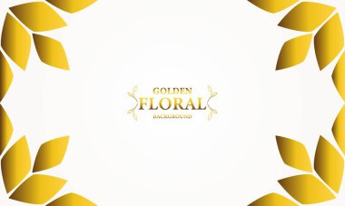 Altın yapraklı, soyut çiçek arkaplanı. Tasarımınız için vektör illüstrasyonu.