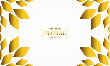 Altın yapraklı, soyut çiçek arkaplanı. Tasarımınız için vektör illüstrasyonu.