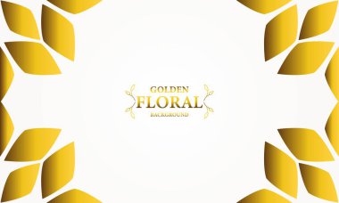 Altın yapraklı, soyut çiçek arkaplanı. Tasarımınız için vektör illüstrasyonu.