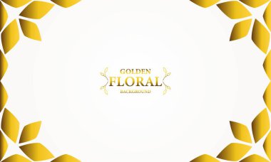 Altın yapraklı, soyut çiçek arkaplanı. Tasarımınız için vektör illüstrasyonu.