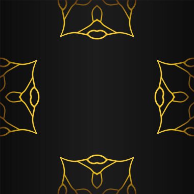 Lüks altın yapraklar siyah arkaplanda çerçeve süsü