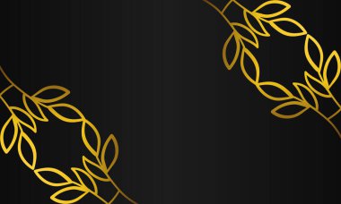 El çizimi altın yaprak süsü siyah arkaplan