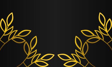 El çizimi altın yaprak süsü siyah arkaplan