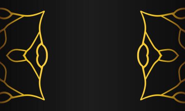 Siyah arkaplanda altın botanik süsü tasarımı