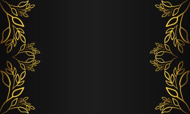 Siyah arkaplanda altın botanik süsü tasarımı