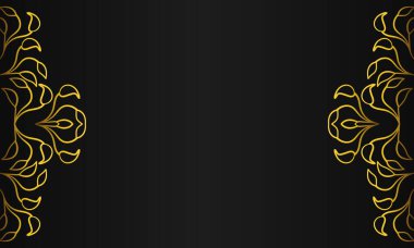 Siyah arkaplanda altın botanik süsü tasarımı