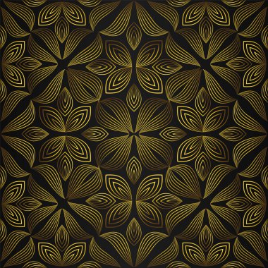 lüks soyut altın çiçekli desen siyah arkaplan tasarımı