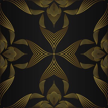 lüks soyut altın çiçekli desen siyah arkaplan tasarımı