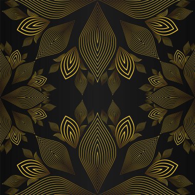 lüks soyut altın çiçekli desen siyah arkaplan tasarımı