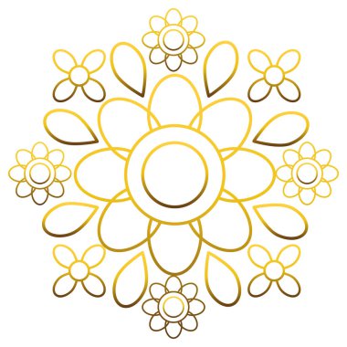 Beyaz arkaplanda süslemeli altın çiçek deseni.