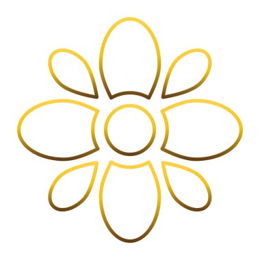 Altın çiçek dekorasyonu tasarımı. Beyaz bir arka planda. Tasarım ögesi.