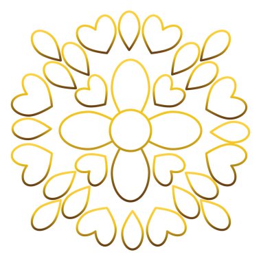 Altın çiçek dekorasyonu tasarımı. Beyaz bir arka planda. Tasarım ögesi.