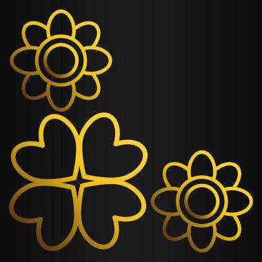 Altın çiçeklerin kenar köşesi siyah bir arkaplan üzerinde.