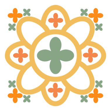 Beyaz arkaplanda renkli çiçek çizimi tasarımı