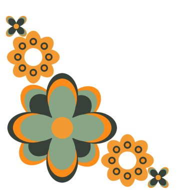 Renkli çiçek çerçevesi köşesi