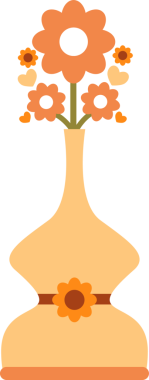 Çiçek illüstrasyonlu düşük vazo