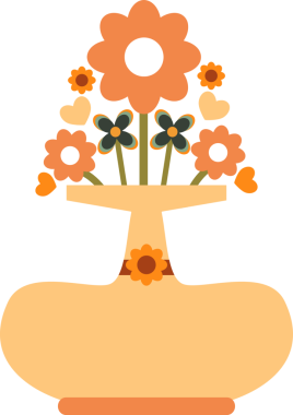 Çiçek illüstrasyonlu düşük vazo