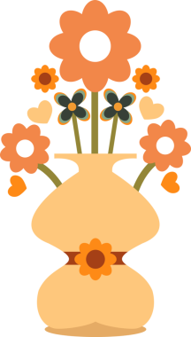 Çiçek illüstrasyonlu düşük vazo