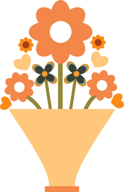 Çiçek illüstrasyonlu düşük vazo