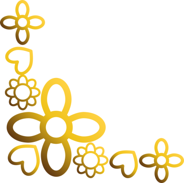 Altın çizgili çiçekli köşe süsü