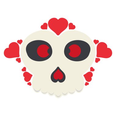 Beyaz arkaplanda Kurukafa ve Kalp İllüstrasyonu