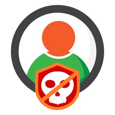 Beyaz arkaplanda izole edilmiş kafatası simgesine sahip kullanıcı