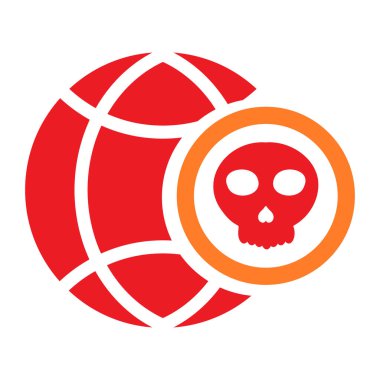 beyaz arkaplanda izole edilmiş kafatası simgesine sahip ağ küresi