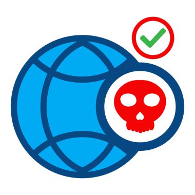 beyaz arkaplanda izole edilmiş kafatası simgesine sahip ağ küresi