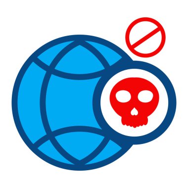 beyaz arkaplanda izole edilmiş kafatası simgesine sahip ağ küresi