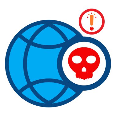 beyaz arkaplanda izole edilmiş kafatası simgesine sahip ağ küresi