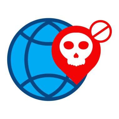 beyaz arkaplanda izole edilmiş kafatası simgesine sahip ağ küresi