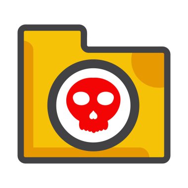 beyaz arkaplanda izole edilmiş kafatası simgesine sahip dosya dizini