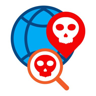 beyaz arkaplanda izole edilmiş kafatası simgesine sahip ağ küresi