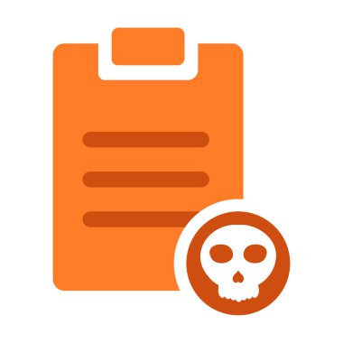 Beyaz arkaplanda izole edilmiş kullanıcı ve kafatası simgesine sahip görev panosu