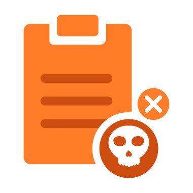 Beyaz arkaplanda izole edilmiş kullanıcı ve kafatası simgesine sahip görev panosu