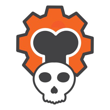 Beyaz arkaplanda izole edilmiş kafatası ve dişli çizimi