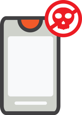 Kafatası resimli akıllı telefon. akıllı telefon illüstrasyonu.