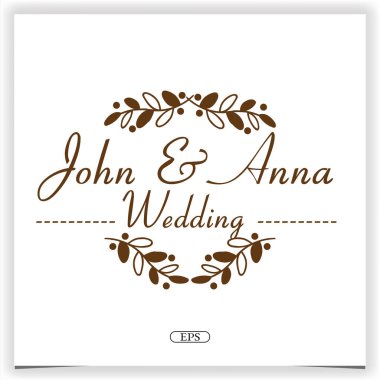 Çiçekli düğün logosu. Zarif şablon vektörü 10 birim.