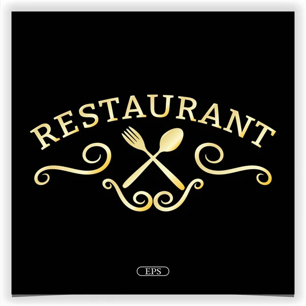 Golden Restaurant Logo Premium Elegant Template Vector Eps — Stock Vector